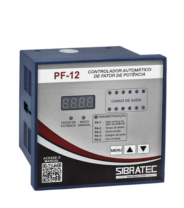 Controlador de Fator de Potência Trifásico 380V 12 Estágios PF12 - Alimentação Fase/Neutro (220V)